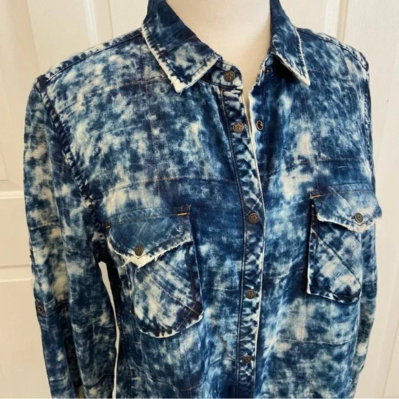 RYAN MICHAEL ⭐️NWT Button Down/Tunic in Acid Washed Blue - Picture 7 of 14